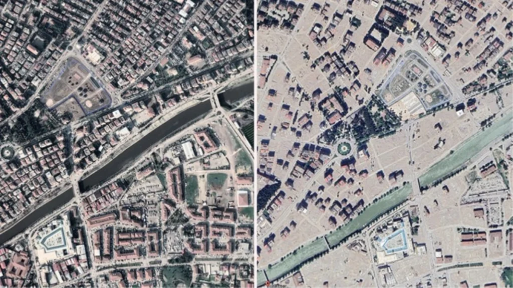 Depremin yıkıp geçtiği Hatay’da felaketin büyüklüğü uydu fotoğraflarına yansıdı