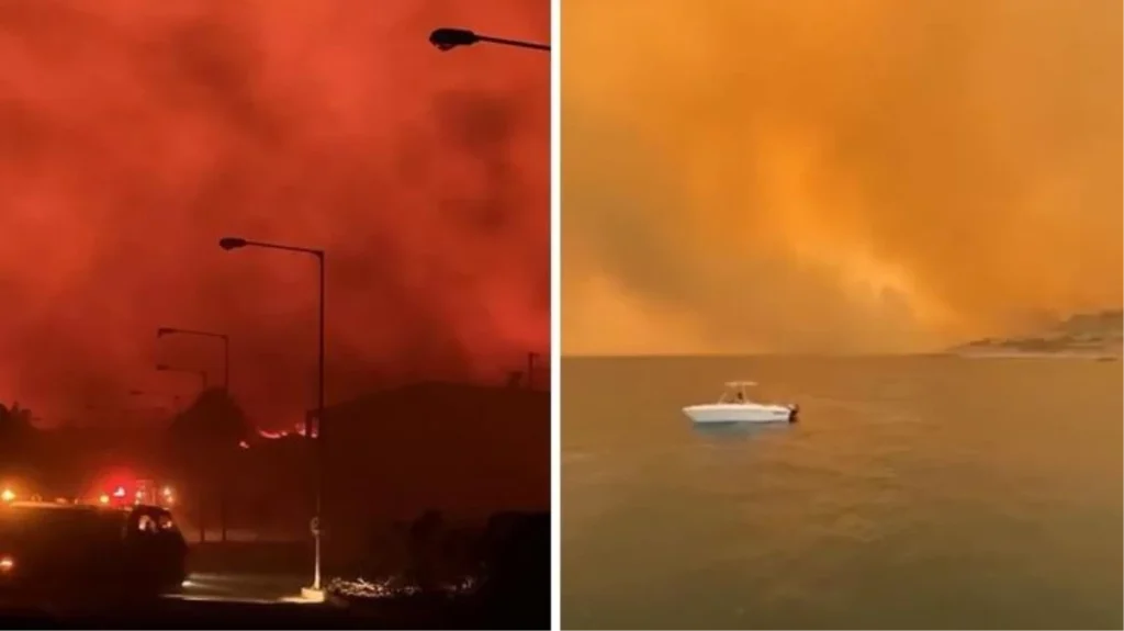 Rodos alev alev yanıyor! Binlerce kişi tahliye edilmeyi bekliyor, görüntüler endişe verici