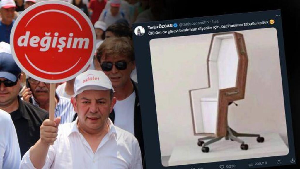 Tanju Özcan’dan Kılıçdaroğlu’na olay gönderme: Özel tasarım tabutlu koltuk