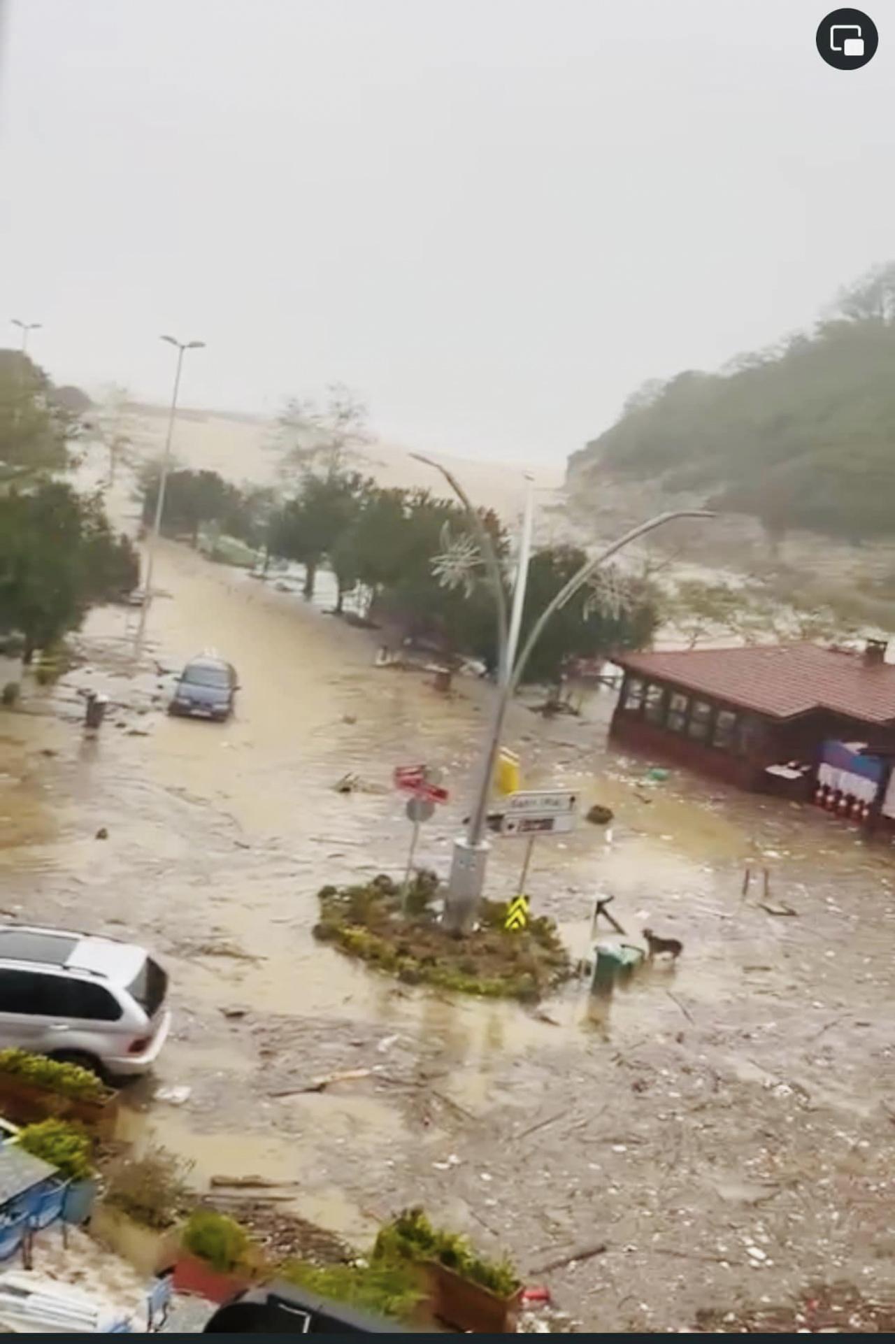 Şile'de dere taştı, yollar göle döndü: İşletmeleri su bastı