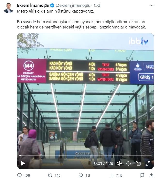 Metro açamayan İmamoğlu üstünü kapatmaya başladı