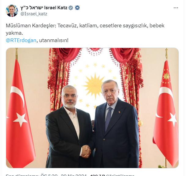 Erdoğan'ın Hamas'la görüşmesi İsrail'i salladı! Dışişleri Bakanından skandal paylaşım