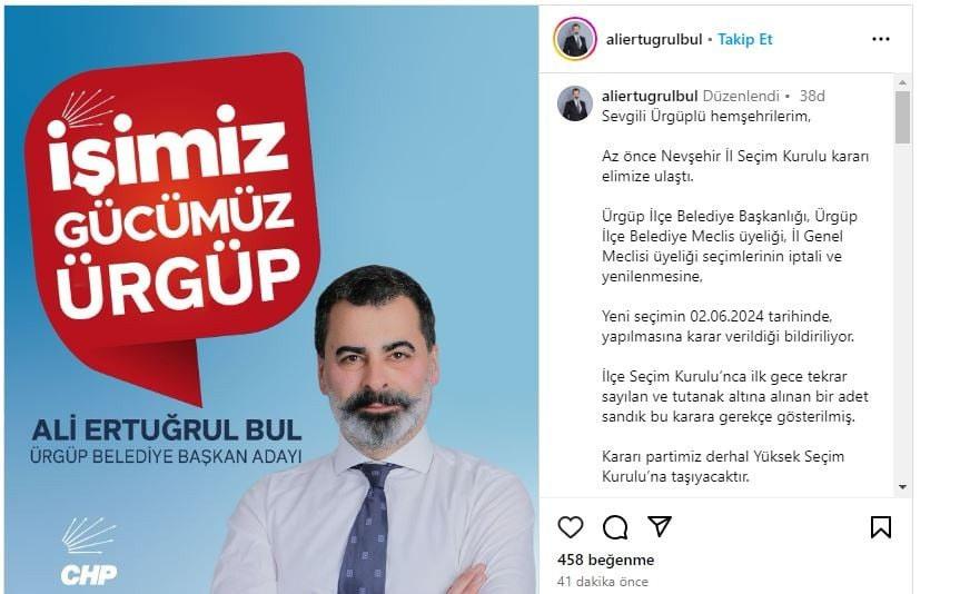 Ürgüp'te seçimler yeniden yapılacak