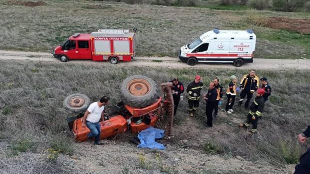 Konya’da traktör süren çiftçinin feci ölümü